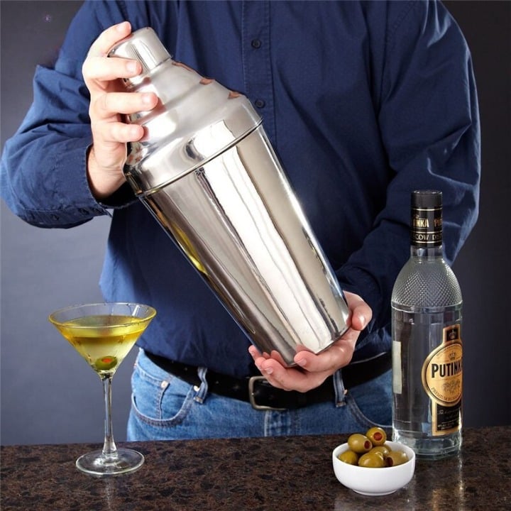 Shaker à Cocktail Continental En Acier Inoxydable - Capacité 63 Cl - 25 Cm - Pour Bar, Maison, Cocktails Frappés