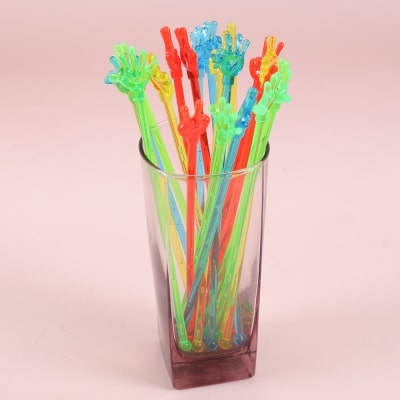 Lot 10 Bâtonnets Agitateurs Cocktail Acrylique 23 Cm – Cuillères Colorées Réutilisables Tropical