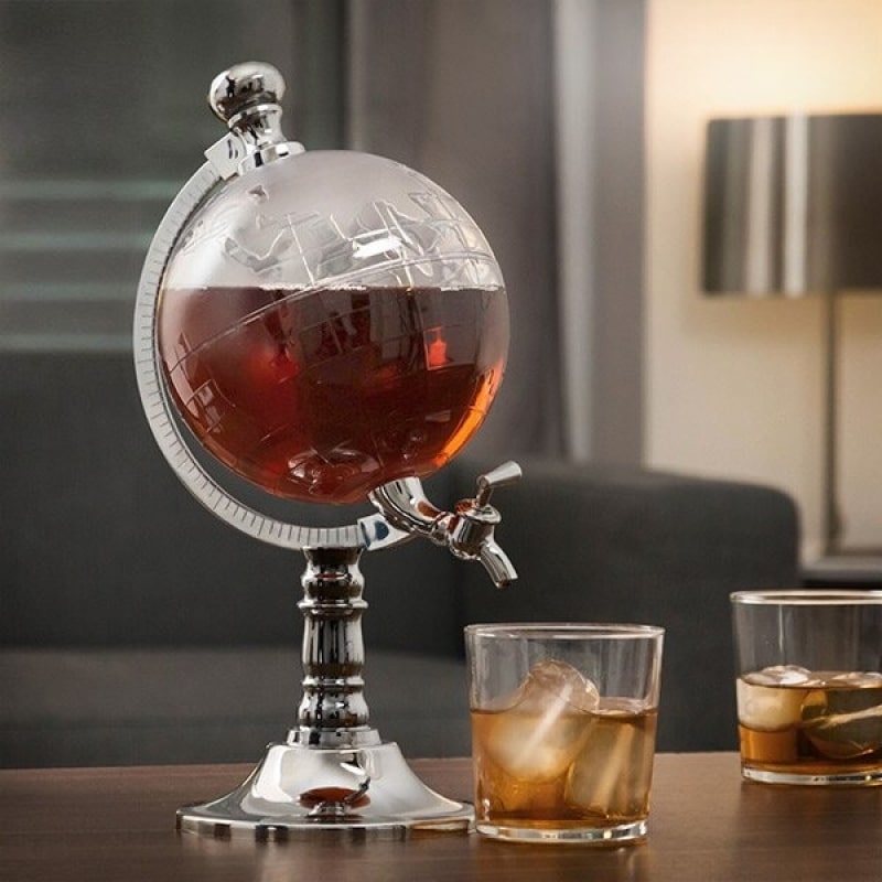 Distributeur De Saké / Whisky Glacé – Verre Borosilicate, Base Acier Inox – Garde Les Boissons Froides Ou Chaudes, Avec 4 Tasses