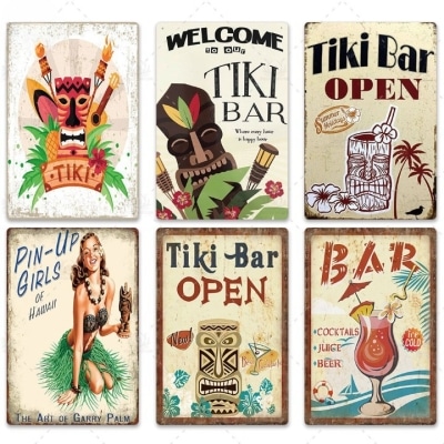 Plaque de Decoration de Bar Tiki