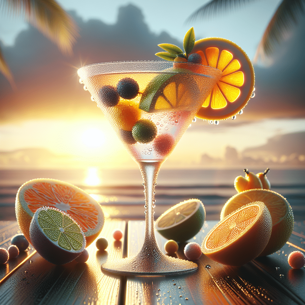 Émerveillez-vous avec notre Martini de l'Aube: Combinaison Inattendue de Gin et Agrumes Exotiques