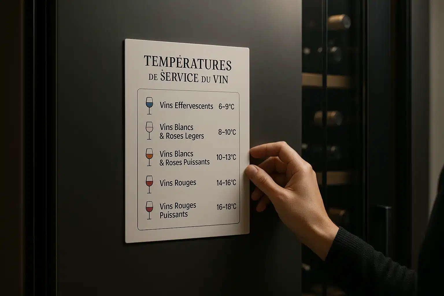 Températures de service du vin - tableau pour porte de cave temperatures de service du vin le guide essentiel